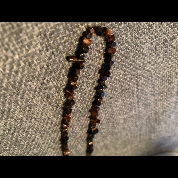 Vintage Glossed Wood Bead Boho Hippie Style Necklace Twist Clasp Jewellry - Picture 2 of 4